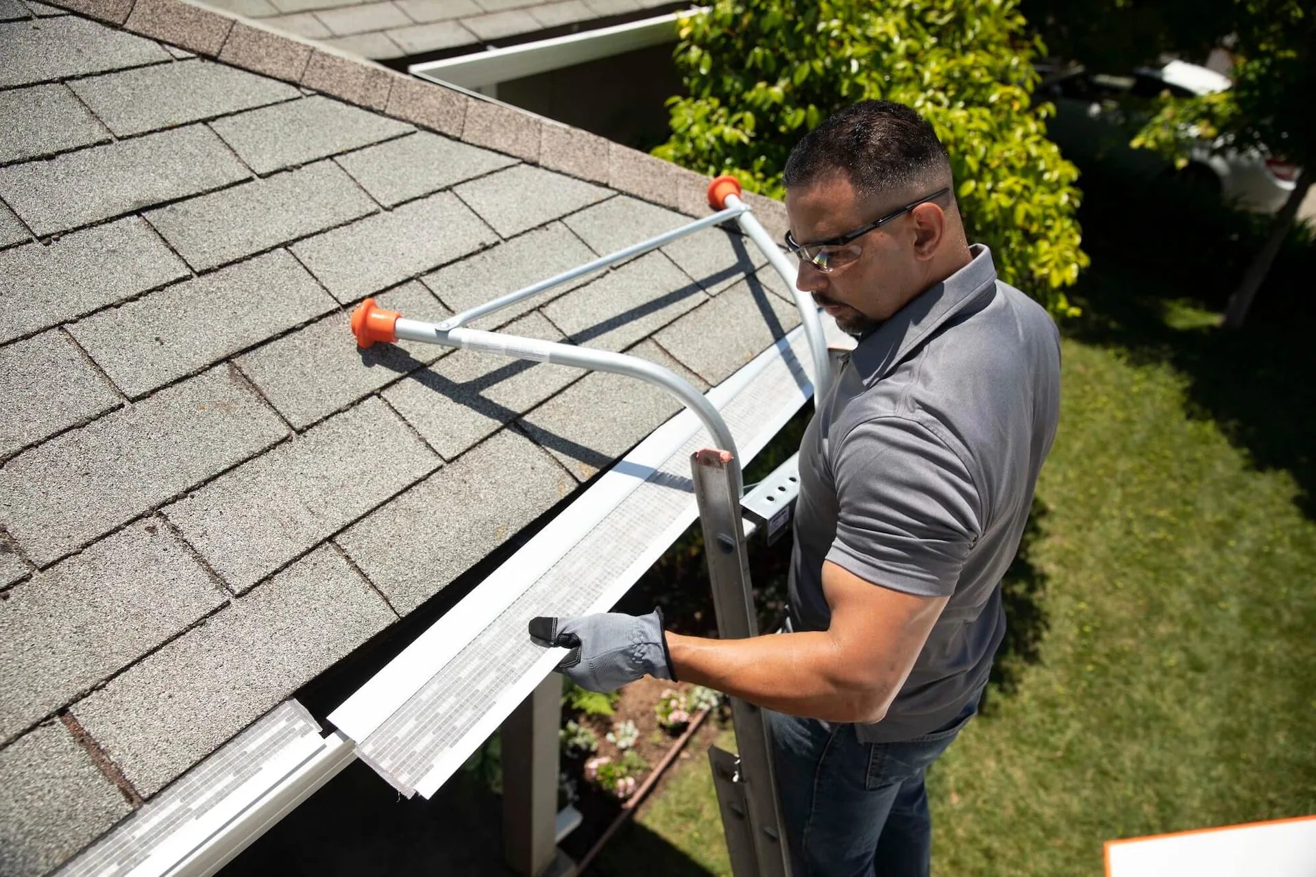 Gutter guard installation ladder, Sanford FL